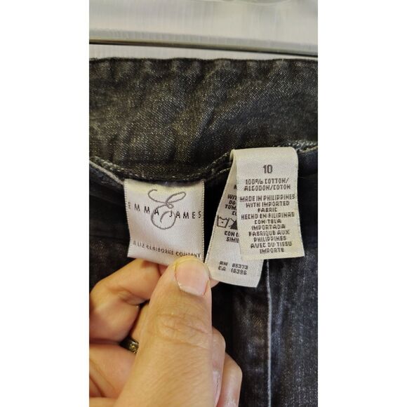 Vintage Emma James High-Waisted Jeans Washed Black w/ Velvet Waistband Size 10 - Picture 5 of 8